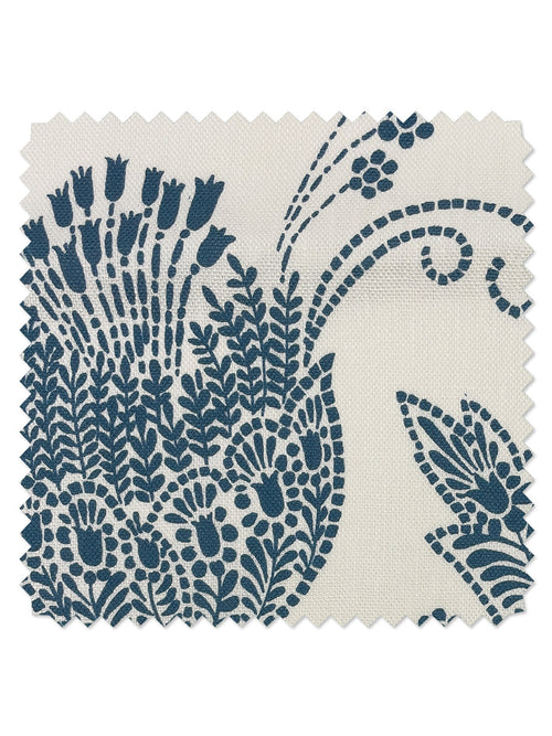 'Dear Prudence' Linen Fabric by Wallshoppe - Cadet Blue - HOPSACK / SAMPLE