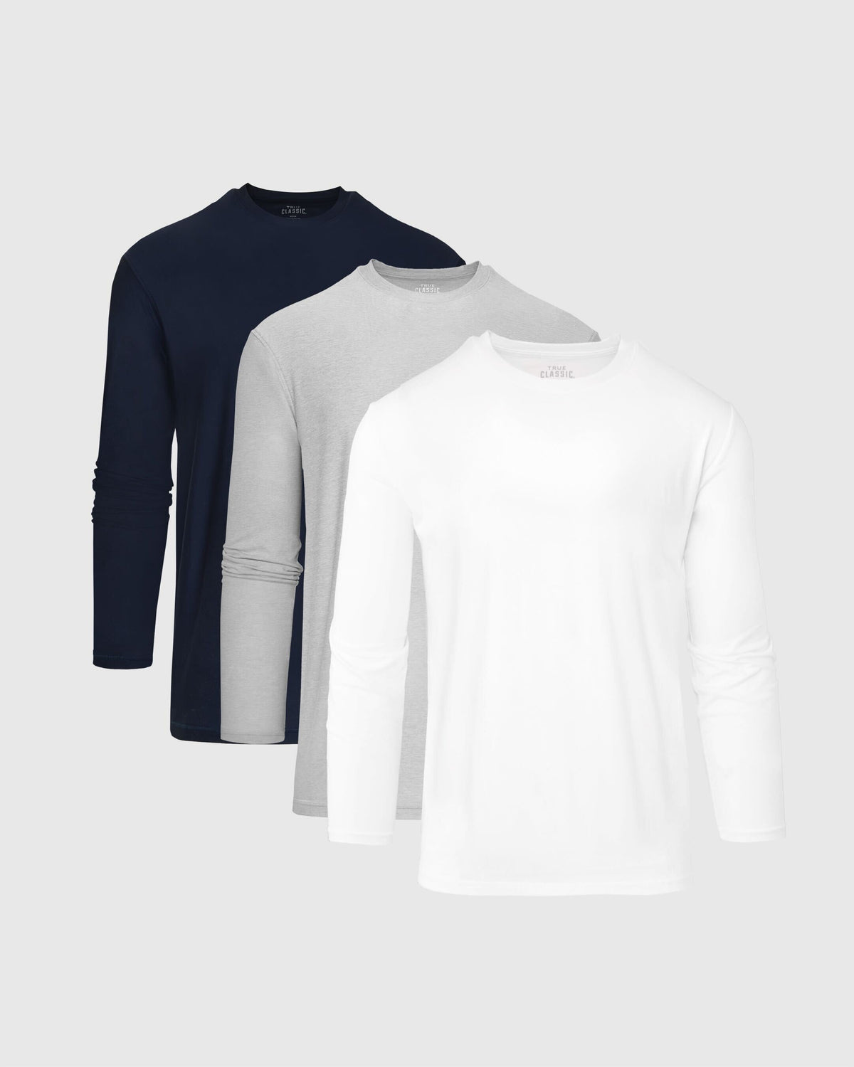True Classic Everyday Active Long Sleeve Crew T-Shirt 3-Pack | Cotton Blend | Athletic Cut | Medium