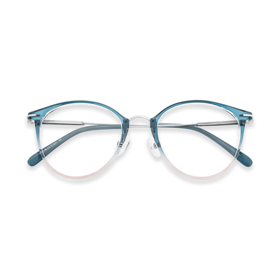 Abel Gradient Blue Pink Silver Round Eyeglasses | EYDOLOGY