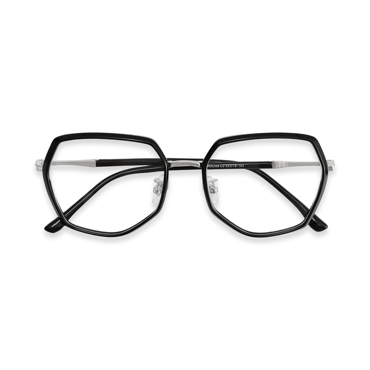 Addilynn Black Silver Geometric Eyeglasses | EYDOLOGY