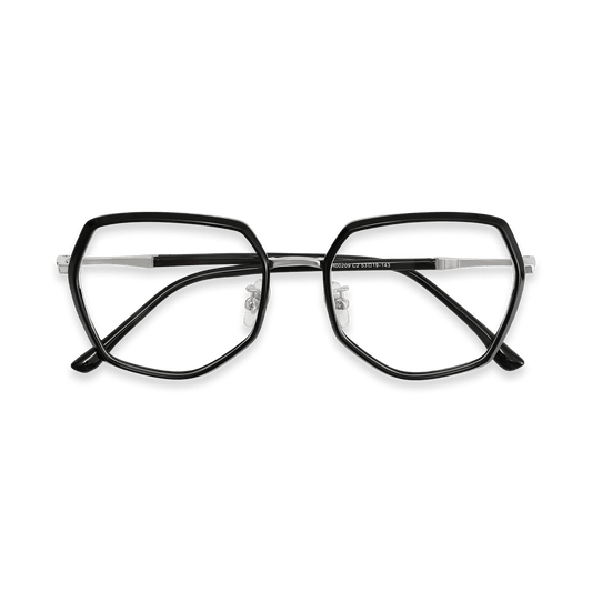 Addilynn Black Silver Geometric Eyeglasses | EYDOLOGY