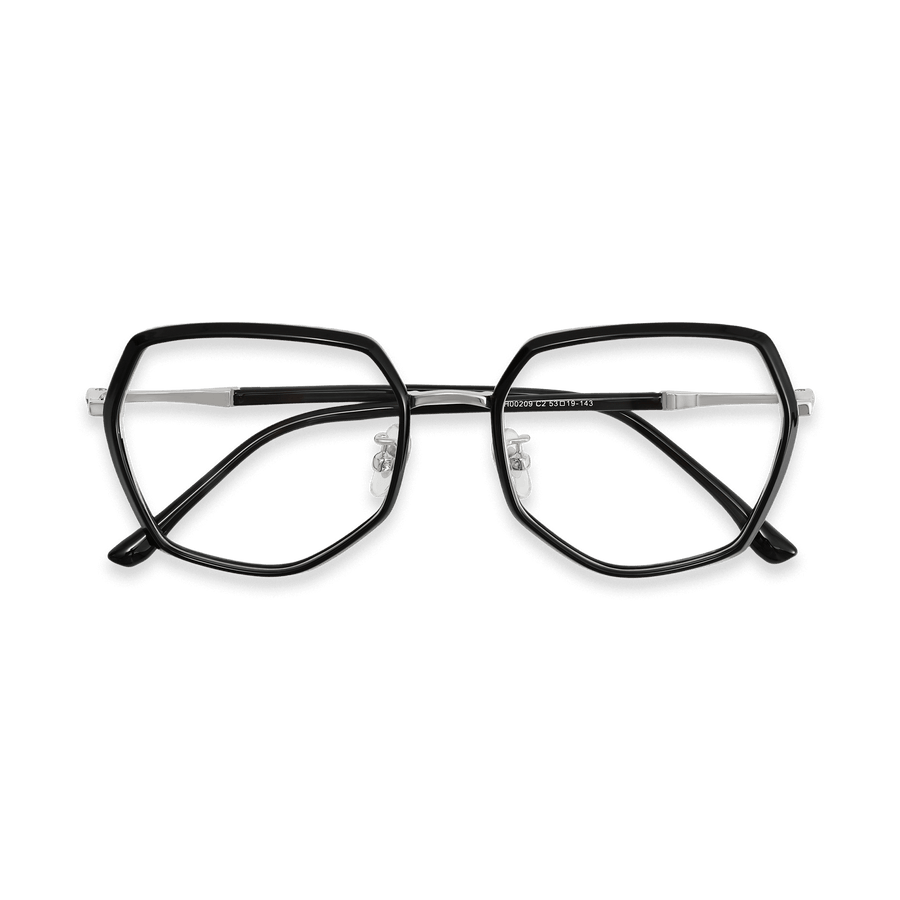 Addilynn Black Silver Geometric Eyeglasses | EYDOLOGY