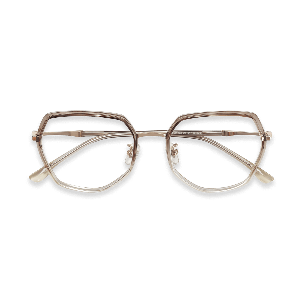 Addilynn Gradient Brown Light Gold Geometric Eyeglasses | EYDOLOGY