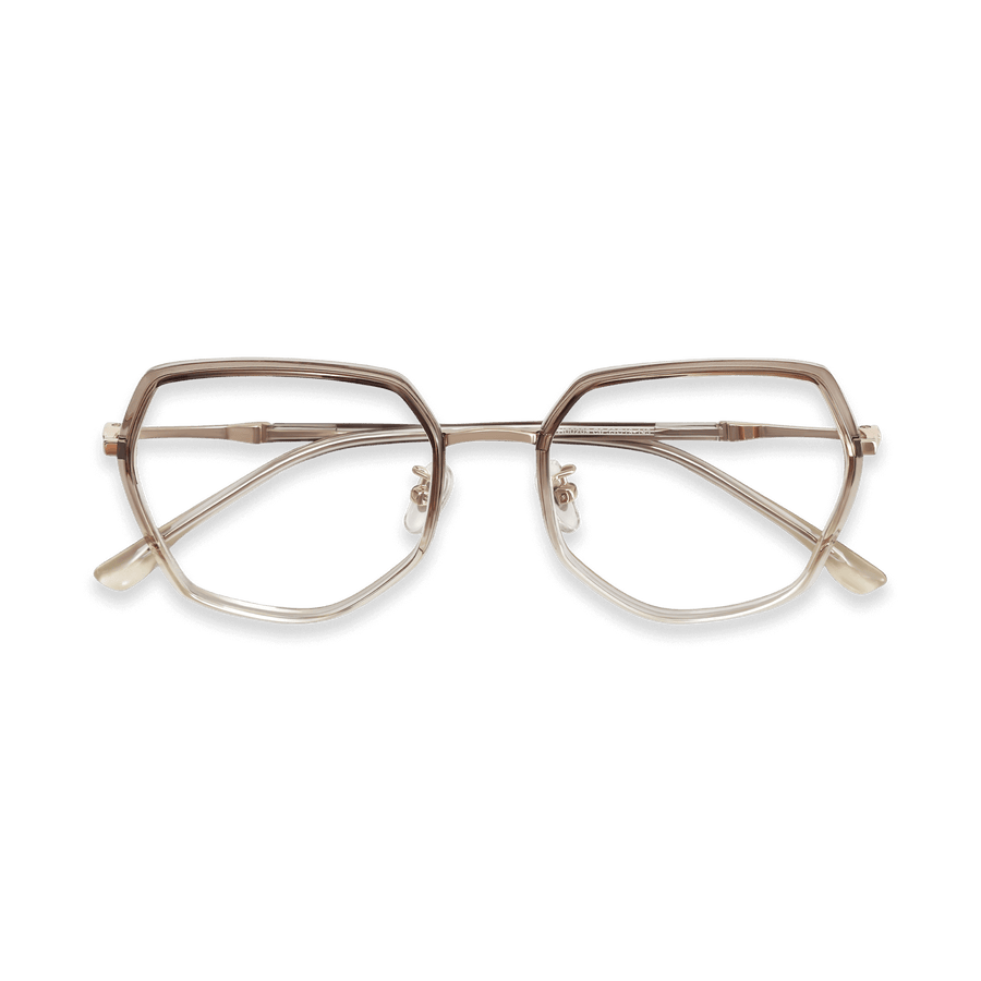 Addilynn Gradient Brown Light Gold Geometric Eyeglasses | EYDOLOGY