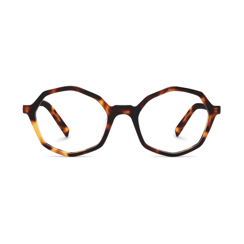 Aleah Amber Tortoise Geometric Eyeglasses | EYDOLOGY
