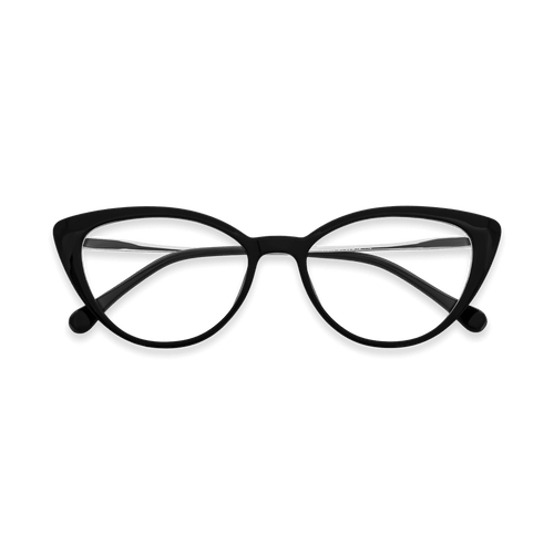Alina Black Silver Cat Eye Eyeglasses | EYDOLOGY