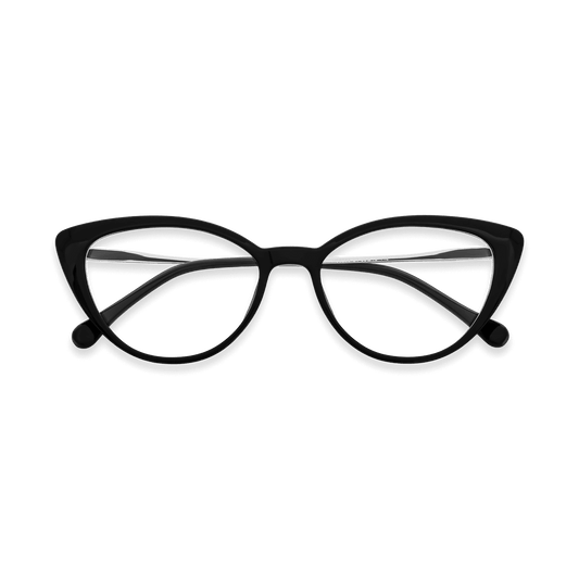 Alina Black Silver Cat Eye Eyeglasses | EYDOLOGY