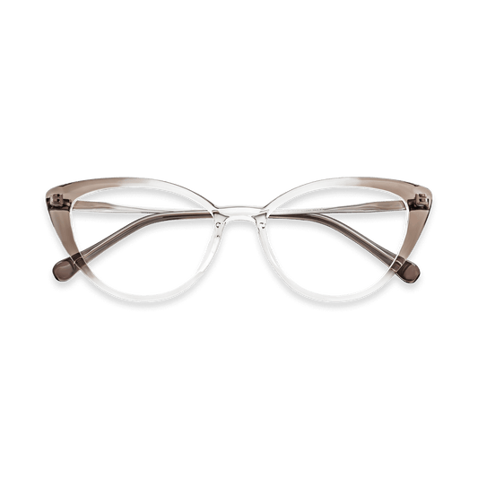Alina Clear Brown Light Gun Cat Eye Eyeglasses | EYDOLOGY
