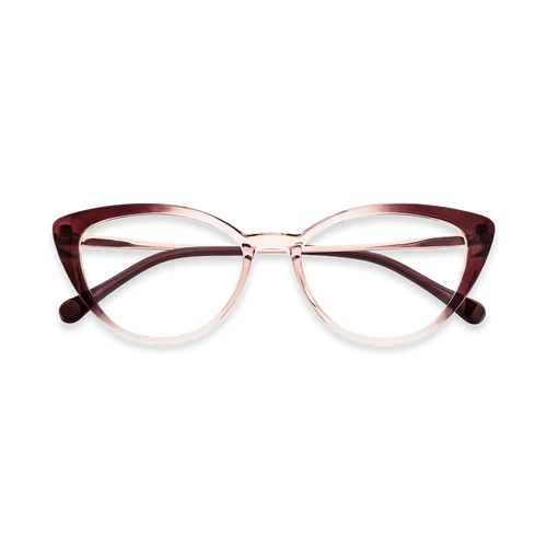 Alina Clear Purple Gradient Rose Gold Cat Eye Eyeglasses | EYDOLOGY