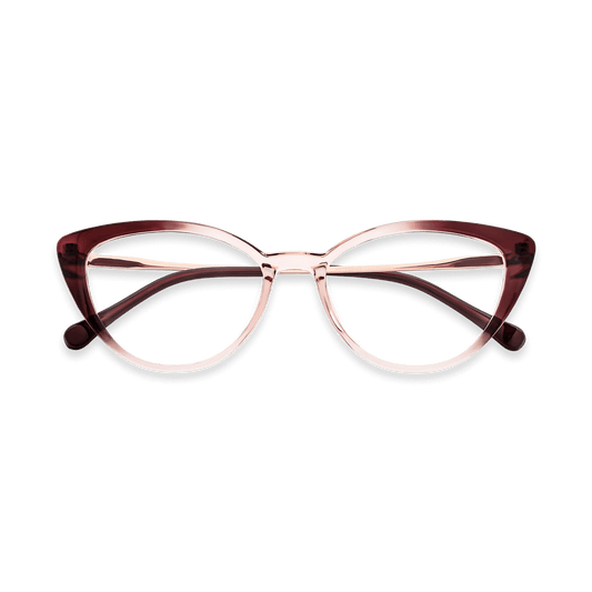 Alina Clear Purple Gradient Rose Gold Cat Eye Eyeglasses | EYDOLOGY