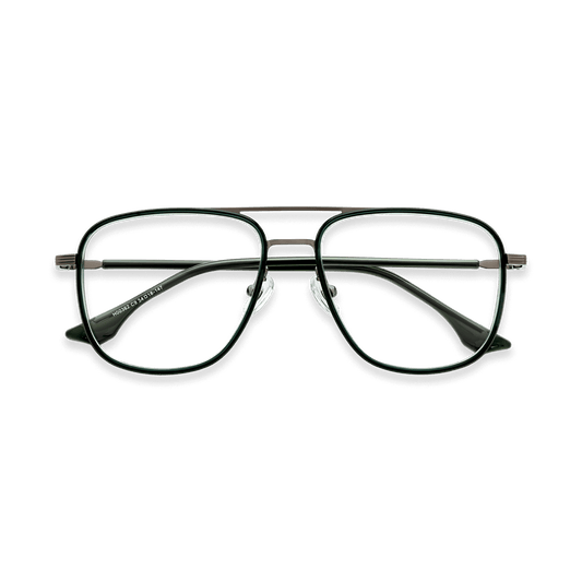 Alistair Clear Dark Green Gun Double Bridge Eyeglasses | EYDOLOGY