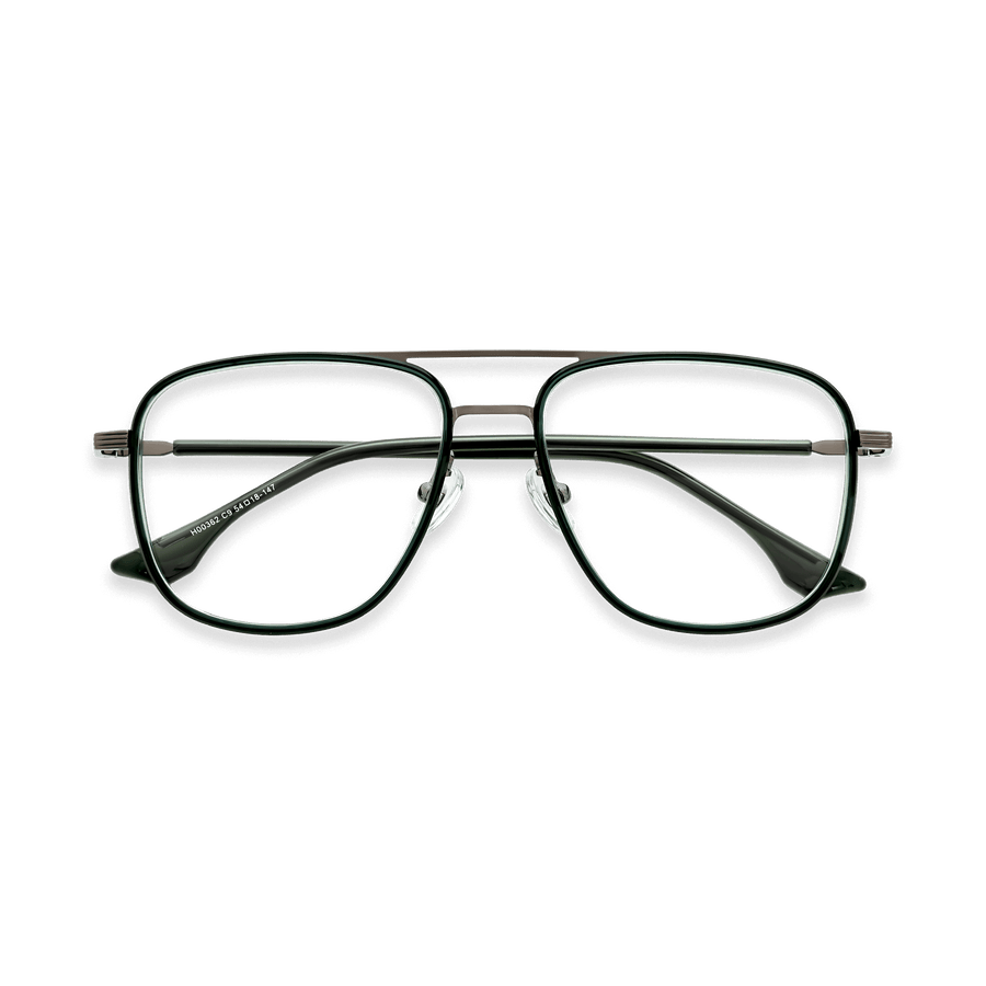 Alistair Clear Dark Green Gun Double Bridge Eyeglasses | EYDOLOGY