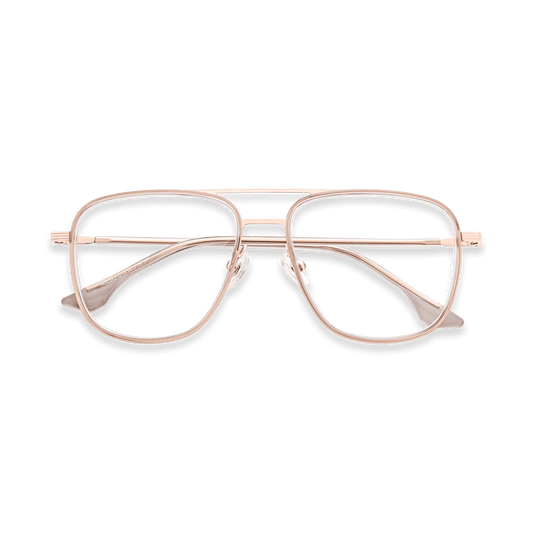 Alistair Clear Light Grey Rose Gold Double Bridge Glasses | EYDOLOGY