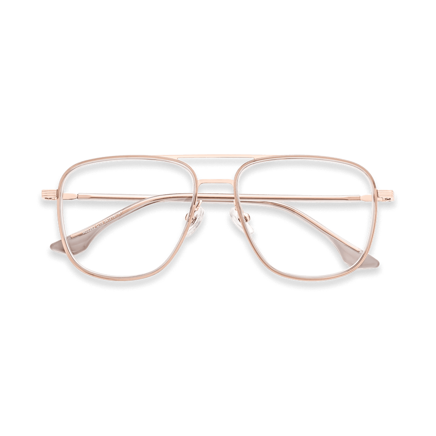 Alistair Clear Light Grey Rose Gold Double Bridge Glasses | EYDOLOGY