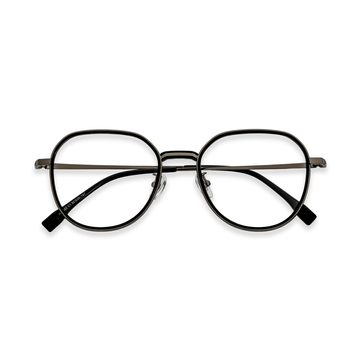 Arlo Black Gun Round Eyeglasses | EYDOLOGY