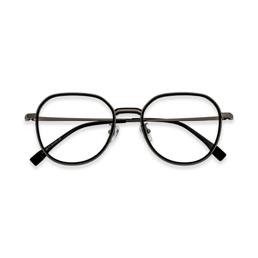 Arlo Black Gun Round Eyeglasses | EYDOLOGY