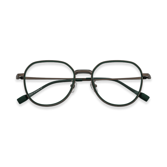 Arlo Clear Purple Grey Grass Green Gun Round Eyeglasses | EYDOLOGY