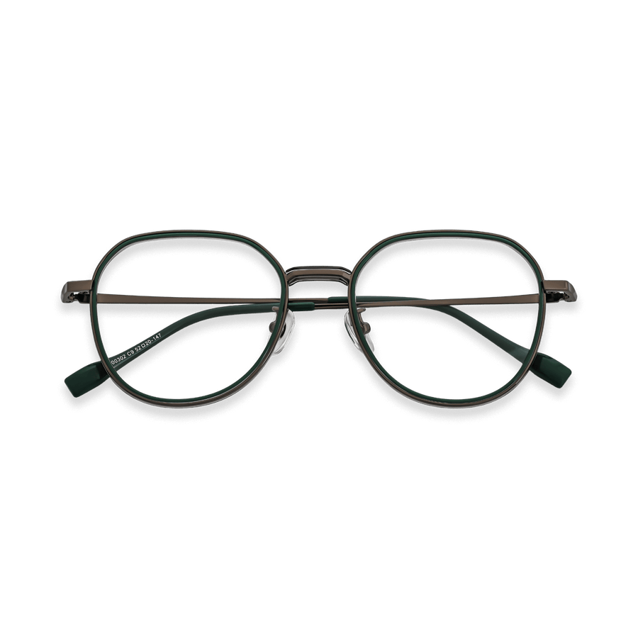 Arlo Clear Purple Grey Grass Green Gun Round Eyeglasses | EYDOLOGY