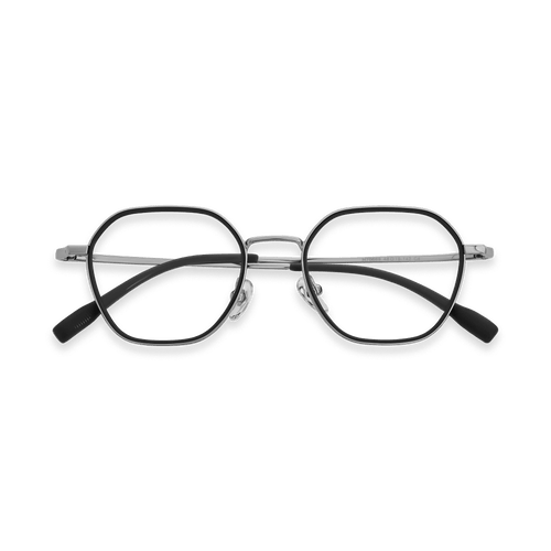 Axl Clear Light Grey Black Geometric Eyeglasses | EYDOLOGY