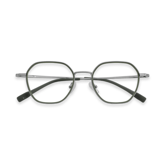 Axl Green Chrome Geometric Eyeglasses | EYDOLOGY