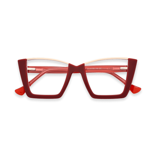 Ayra Deep Red Square Eyeglasses | EYDOLOGY