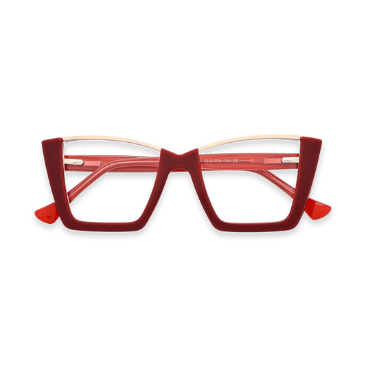 Ayra Deep Red Square Eyeglasses | EYDOLOGY