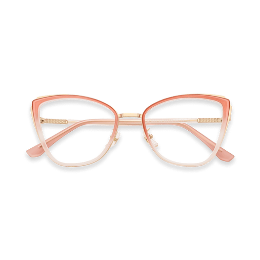 Beatrice Gradient Matte Peach Pink Gold Cat Eye Eyeglasses | EYDOLOGY