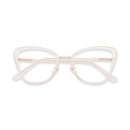 Beatrice Matte Milky White Rose Gold Cat Eye Eyeglasses | EYDOLOGY