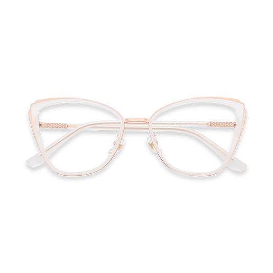 Beatrice Matte Milky White Rose Gold Cat Eye Eyeglasses | EYDOLOGY