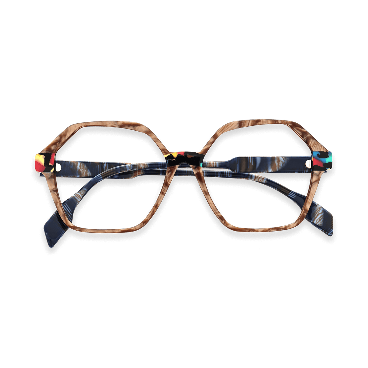Bethany Pearlescent Brown Geometric Eyeglasses | EYDOLOGY