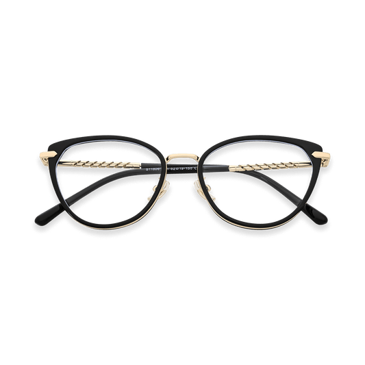 Bianca Black Gold Classic Cat Eye Fashionable Glasses | EYDOLOGY