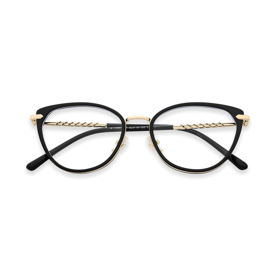 Bianca Black Gold Classic Cat Eye Fashionable Glasses | EYDOLOGY