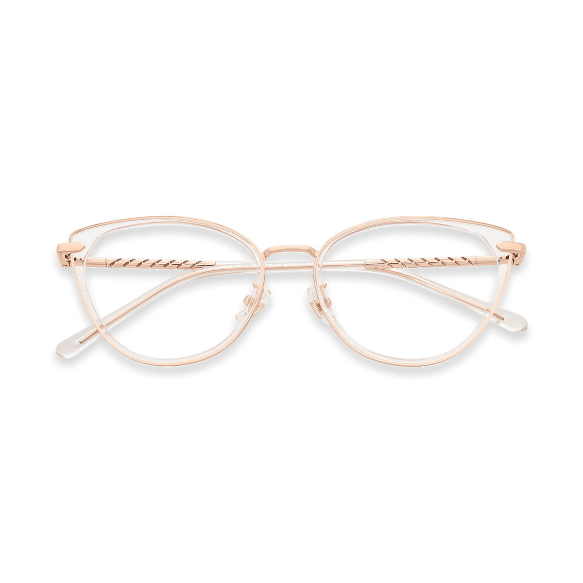 Bianca Clear Rose Gold Cat Eye Fashionable Glasses | EYDOLOGY