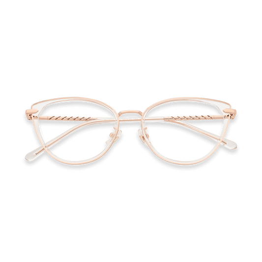 Bianca Clear Rose Gold Cat Eye Fashionable Glasses | EYDOLOGY