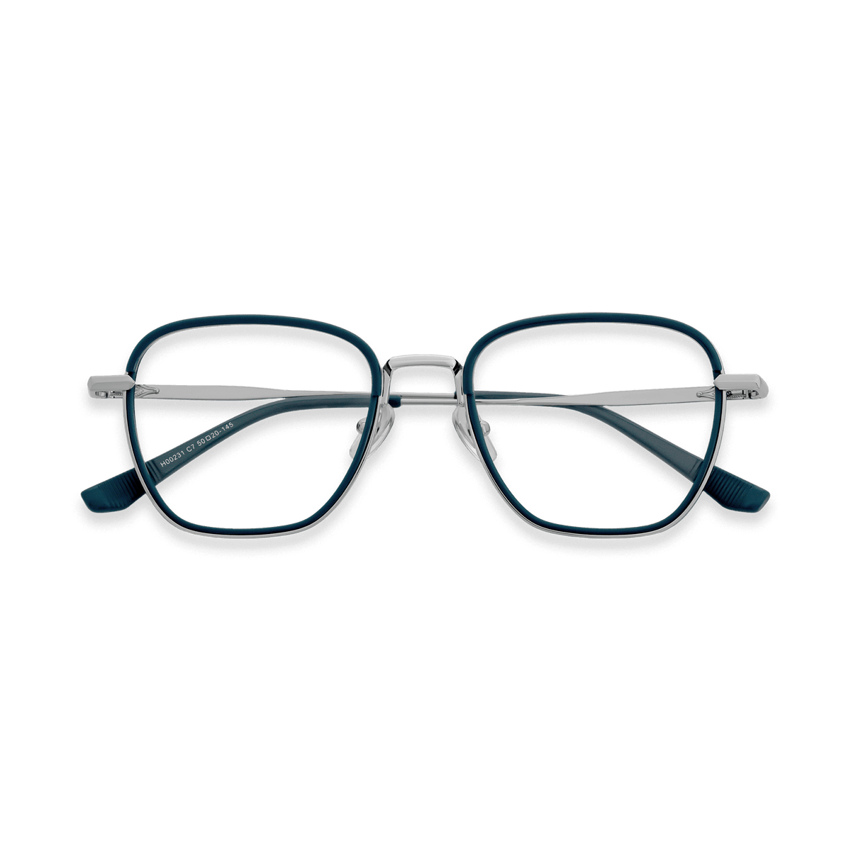 Blain Blue Chrome Square Eyeglasses | EYDOLOGY