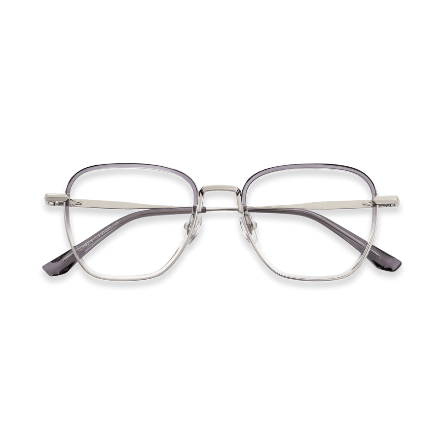 Blain Crystal Gradient Purple Grey Silver Square Eyeglasses | EYDOLOGY