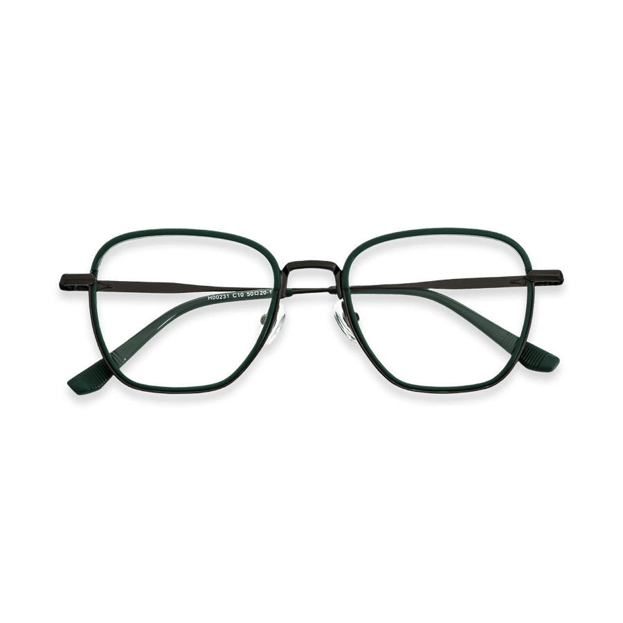 Blain Dark Green Gun Square Eyeglasses | EYDOLOGY