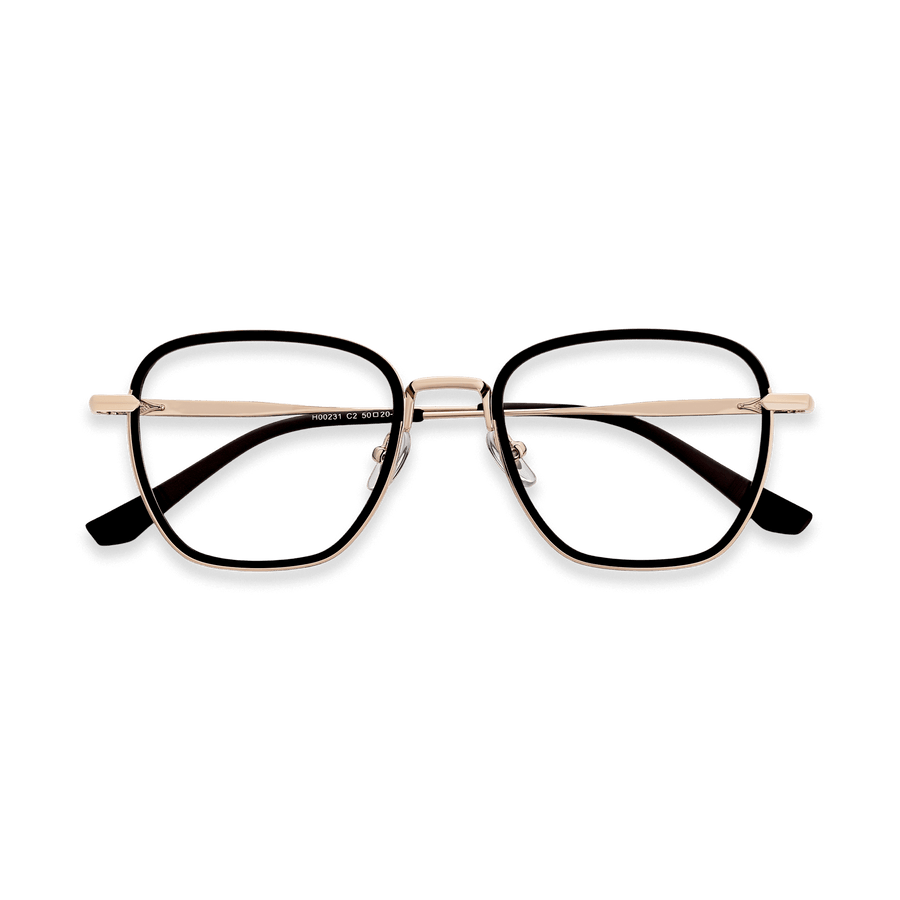 Blain Black Light Gold Square Eyeglasses | EYDOLOGY