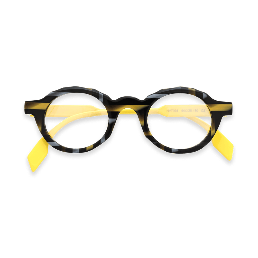 Braylon Yellow Round Eyeglasses | EYDOLOGY
