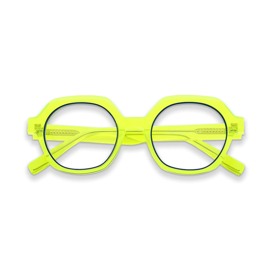 Brianna Neon Green Geometric Eyeglasses | EYDOLOGY