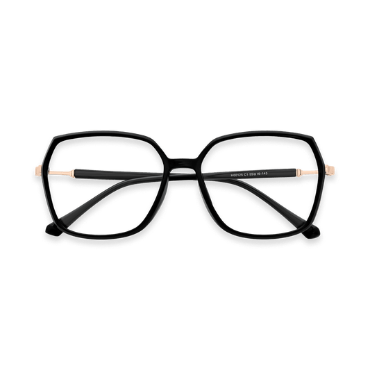Carolyn Black Gold Oversized Eyeglasses | EYDOLOGY