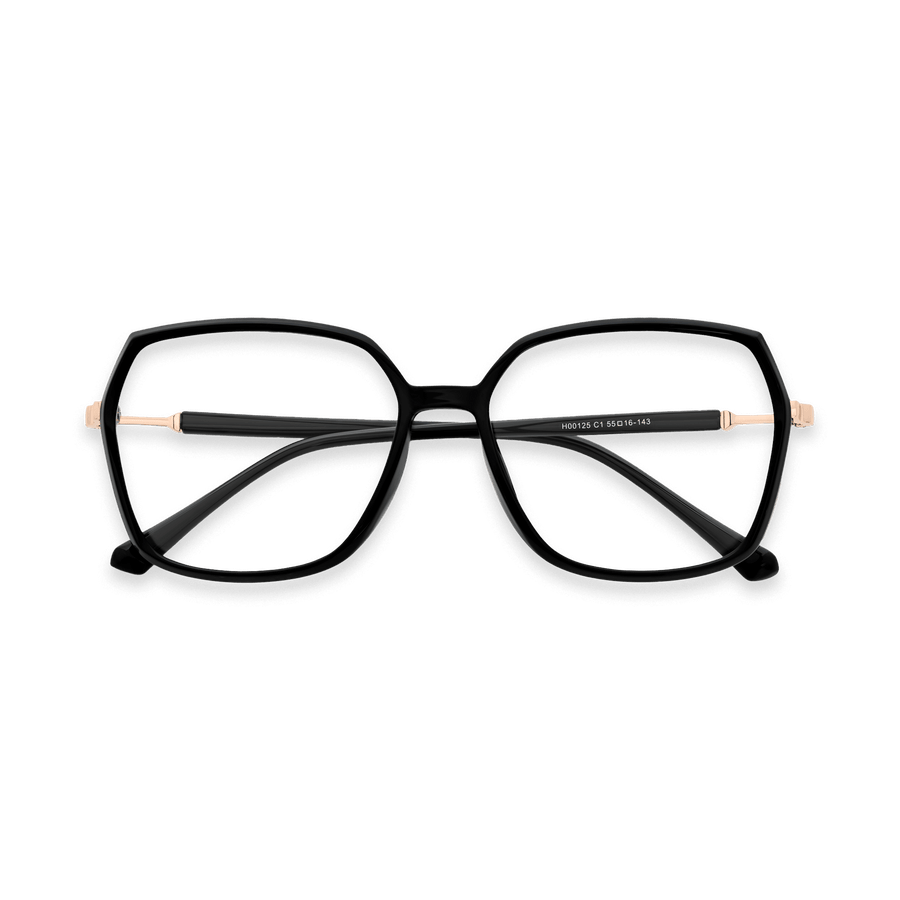 Carolyn Black Gold Oversized Eyeglasses | EYDOLOGY