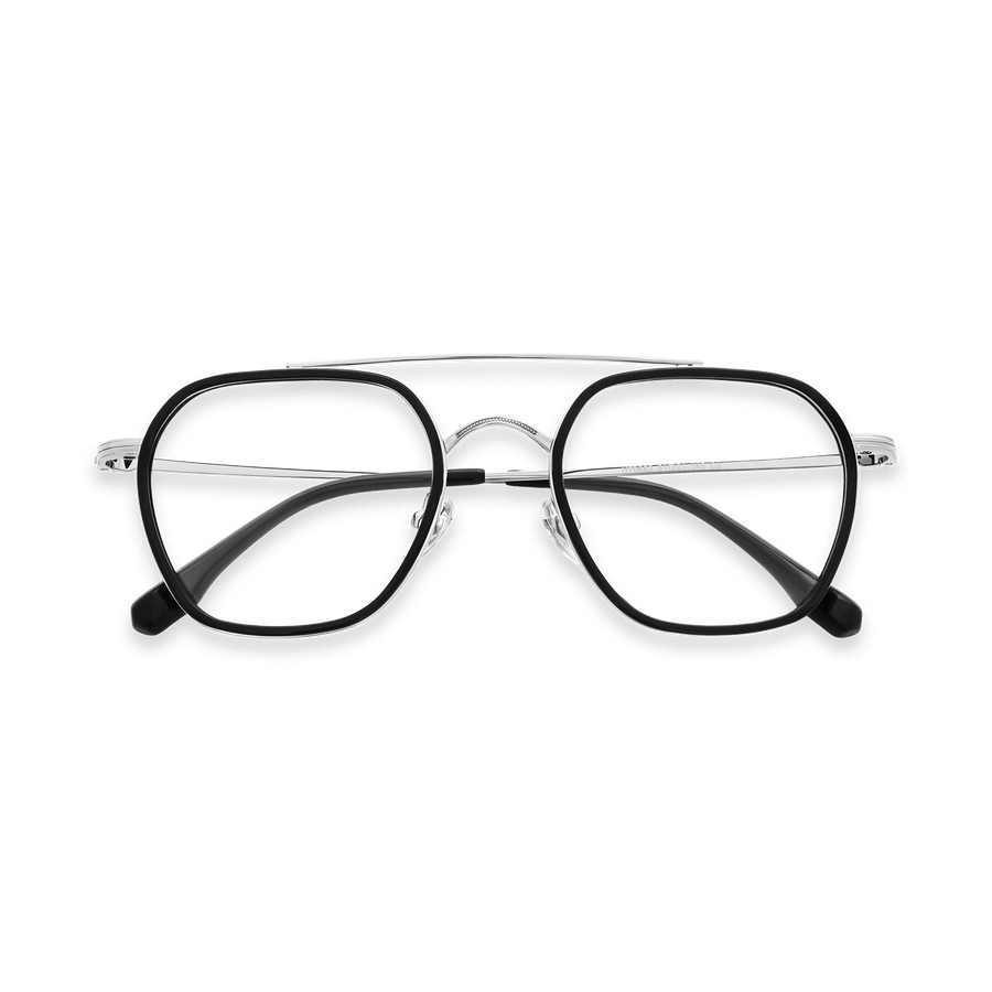 Clyde Black Chrome Double Bridge Eyeglasses | EYDOLOGY