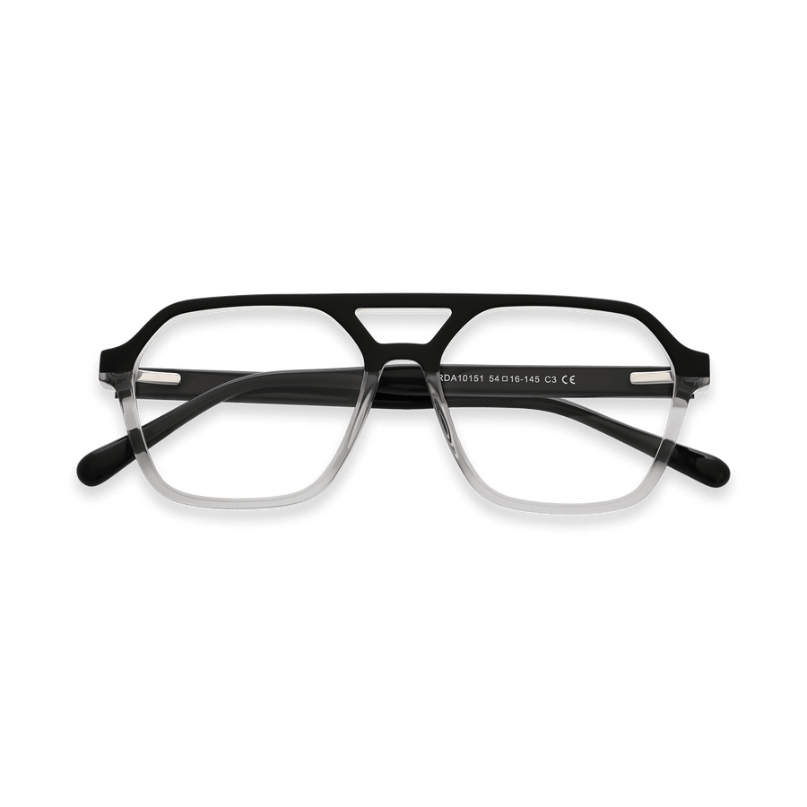 Corey Black Grey Double Bridge Eyeglasses | EYDOLOGY