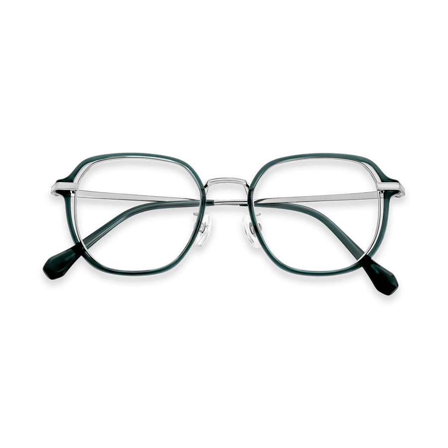 Curtis Crystal Dark Green Light Gun Square Eyeglasses | EYDOLOGY