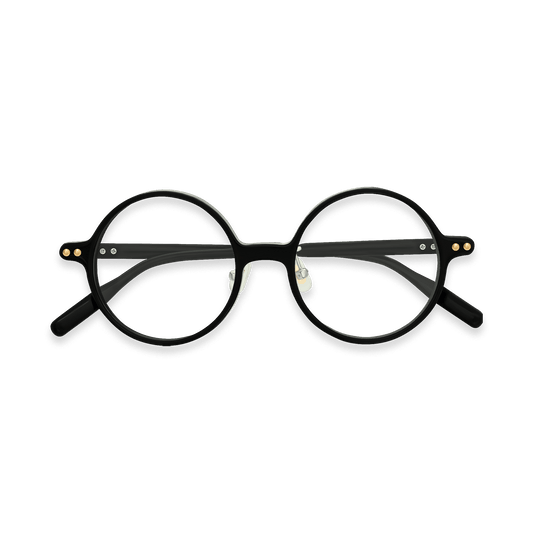 Delilah Black w Gold Dots Round Eyeglasses | EYDOLOGY