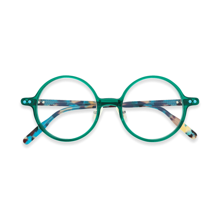 Delilah Crystal Green Round Eyeglasses | EYDOLOGY