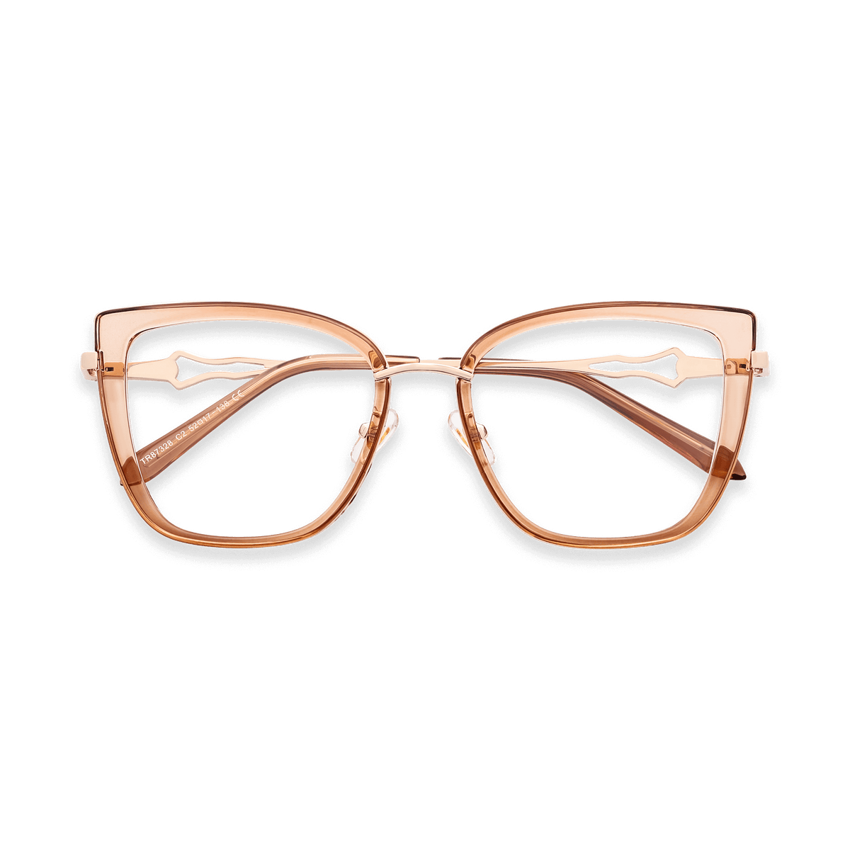 Della Gold Crystal Brown Square Eyeglasses | EYDOLOGY