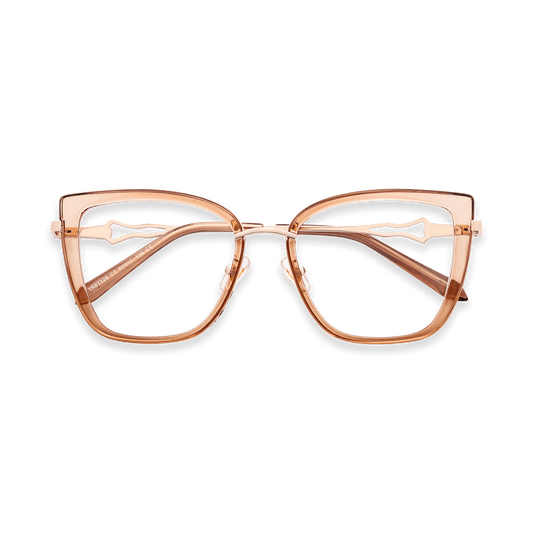 Della Gold Crystal Brown Square Eyeglasses | EYDOLOGY