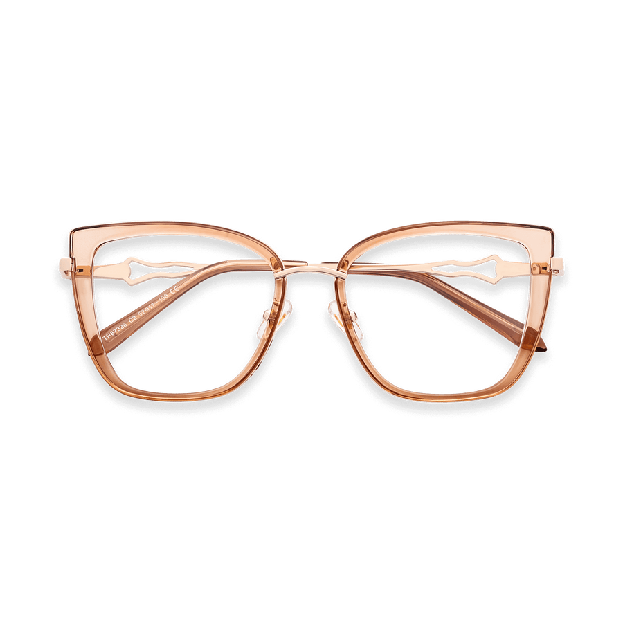 Della Gold Crystal Brown Square Eyeglasses | EYDOLOGY